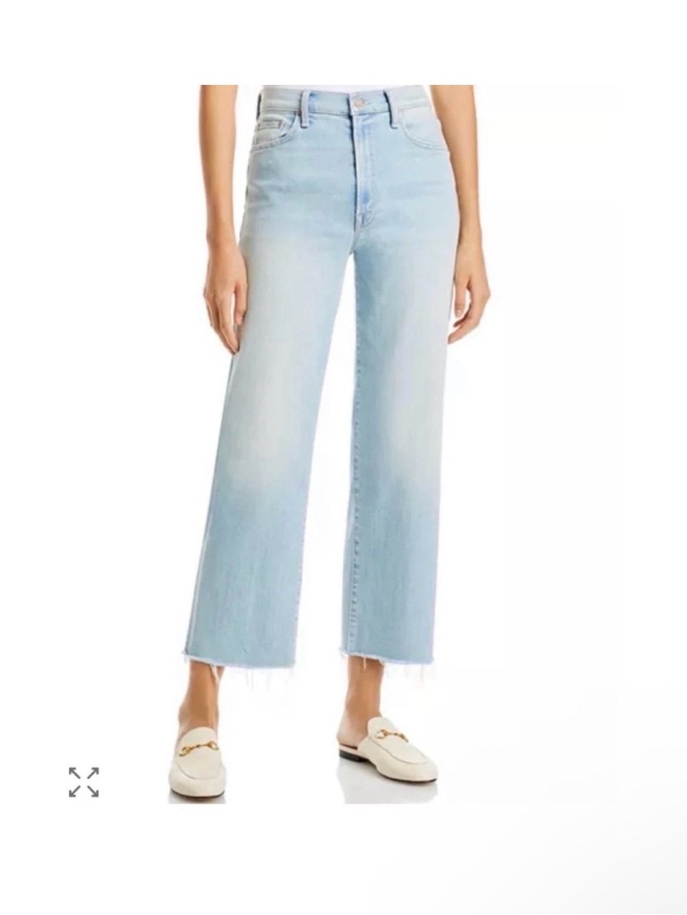 MOTHER The Rambler Zip Ankle Fray Jeans Chill Pill Light Wash Size 29